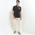 Men's 3D Lion Polo: Slim Fit, Bold Embroidery, Premium Pique