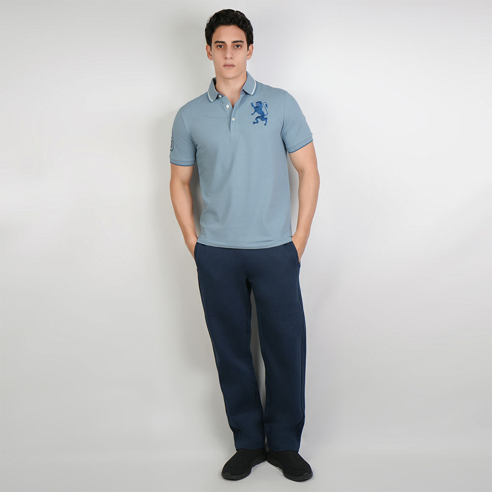 Men's 3D Lion Polo: Slim Fit, Bold Embroidery, Premium Pique