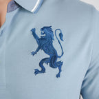 Men's 3D Lion Polo: Slim Fit, Bold Embroidery, Premium Pique