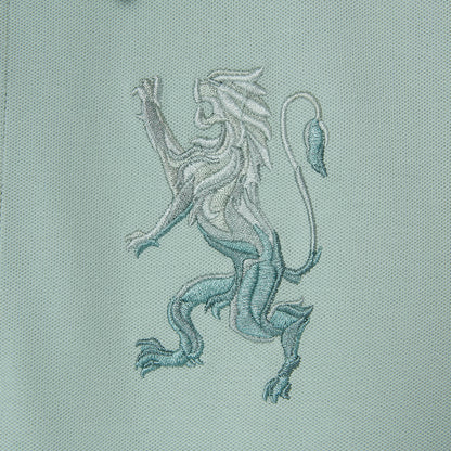 Men's 3D Lion Polo: Slim Fit, Bold Embroidery, Premium Pique