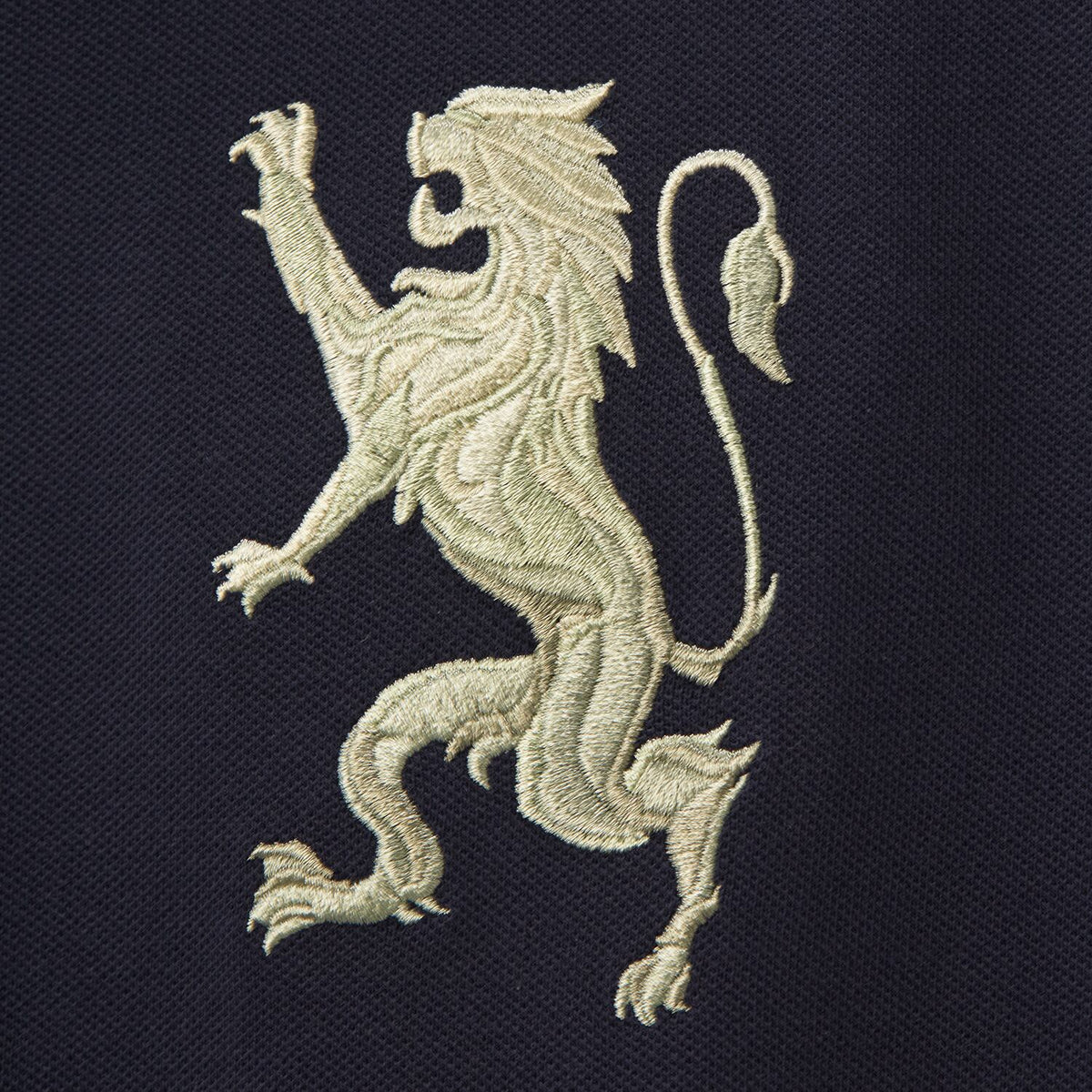 Men's 3D Lion Polo: Slim Fit, Bold Embroidery, Premium Pique
