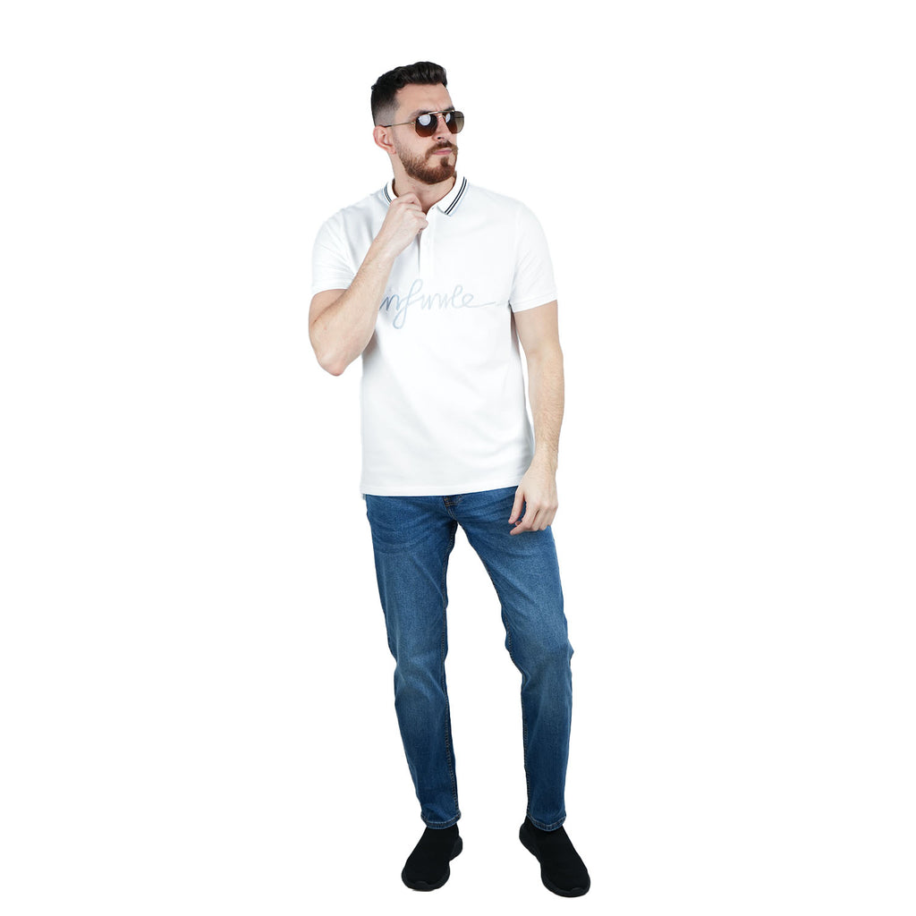 قميص بولو رجالي بقصّة Slim Fit مطرز بشعار Infinite