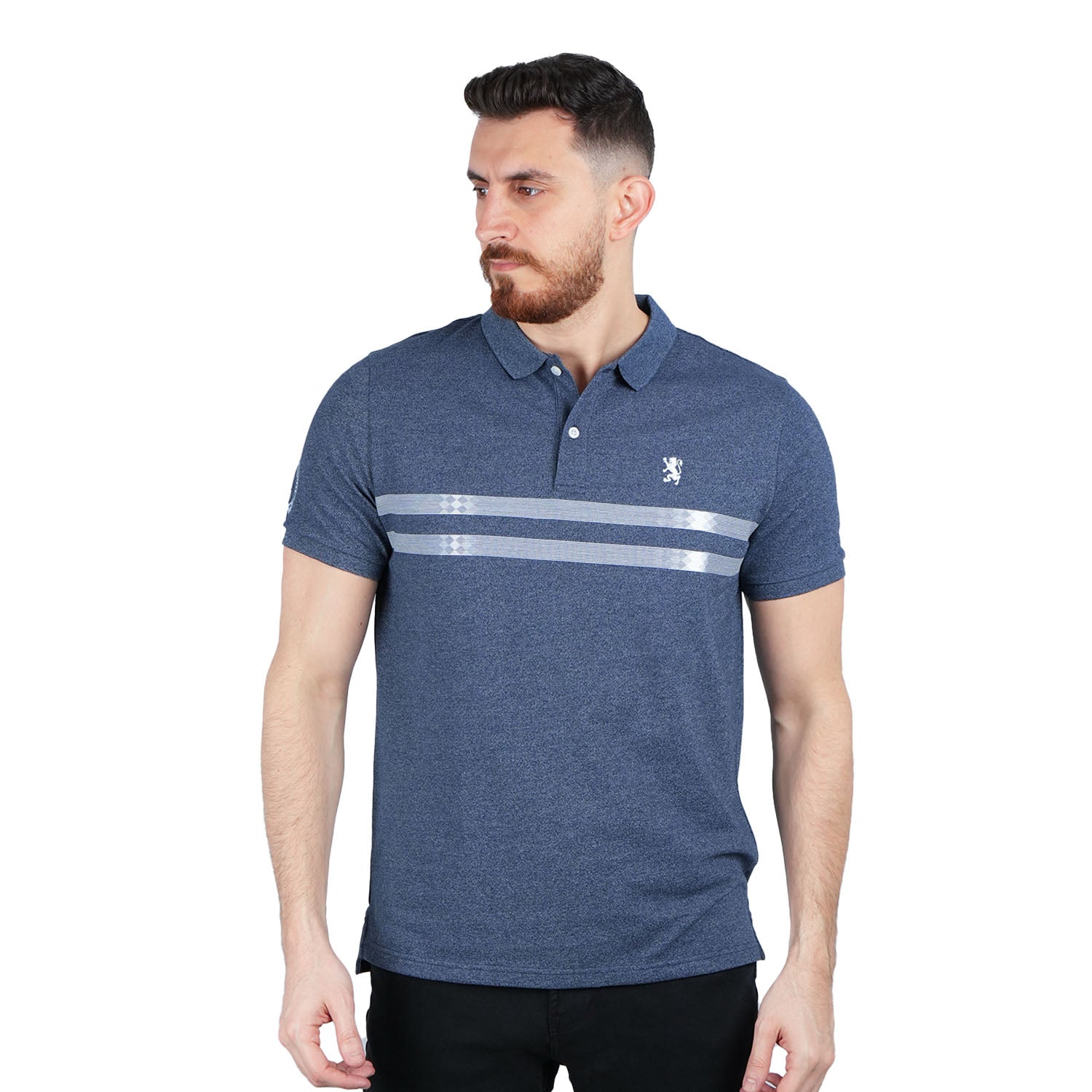 Giordano Men's Slim Fit Embroidered Infinite Polo-Blue