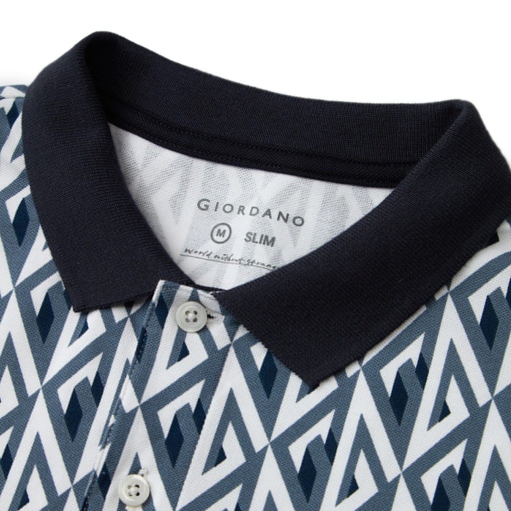 Men's Slim-Fit Cotton Lycra Bold Polo With Oval Print