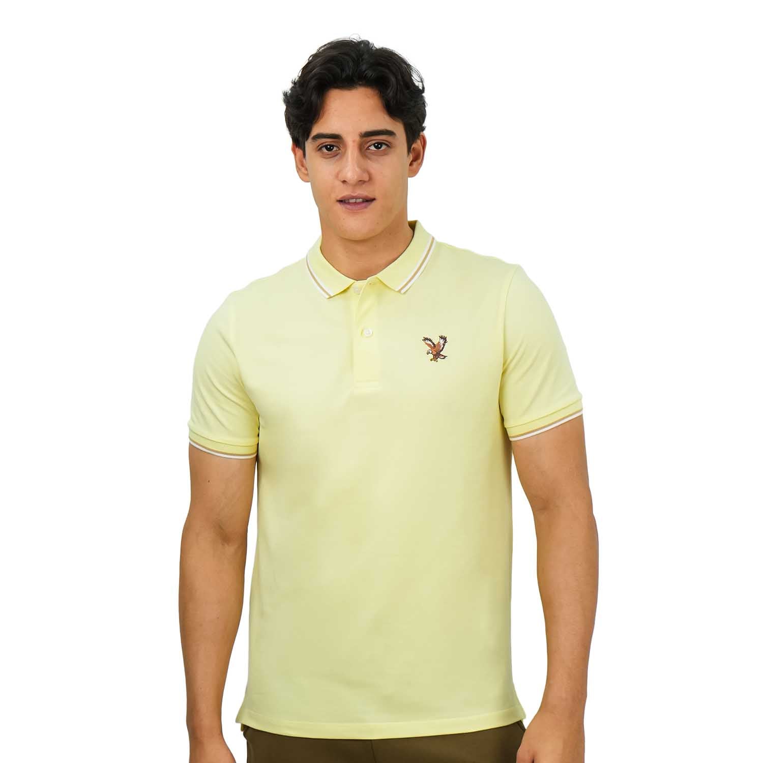 Men's Cotton Lycra Pique Polo - Slim Fit, Eagle Embroidery