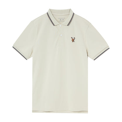 Giordano Men's Cotton Lycra Pique Polo - Slim Fit, Eagle Embroidery-Brown