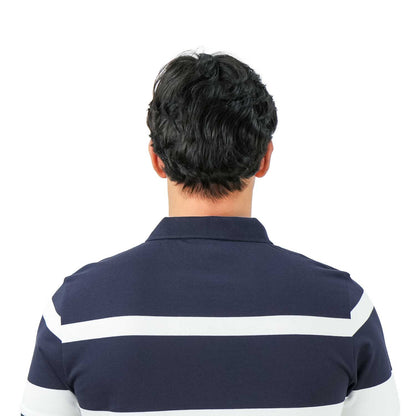 قميص بولو رجالي مخطط بقصّة Slim Fit - قطن بيكيه، ياقة مسطحة محبوكة