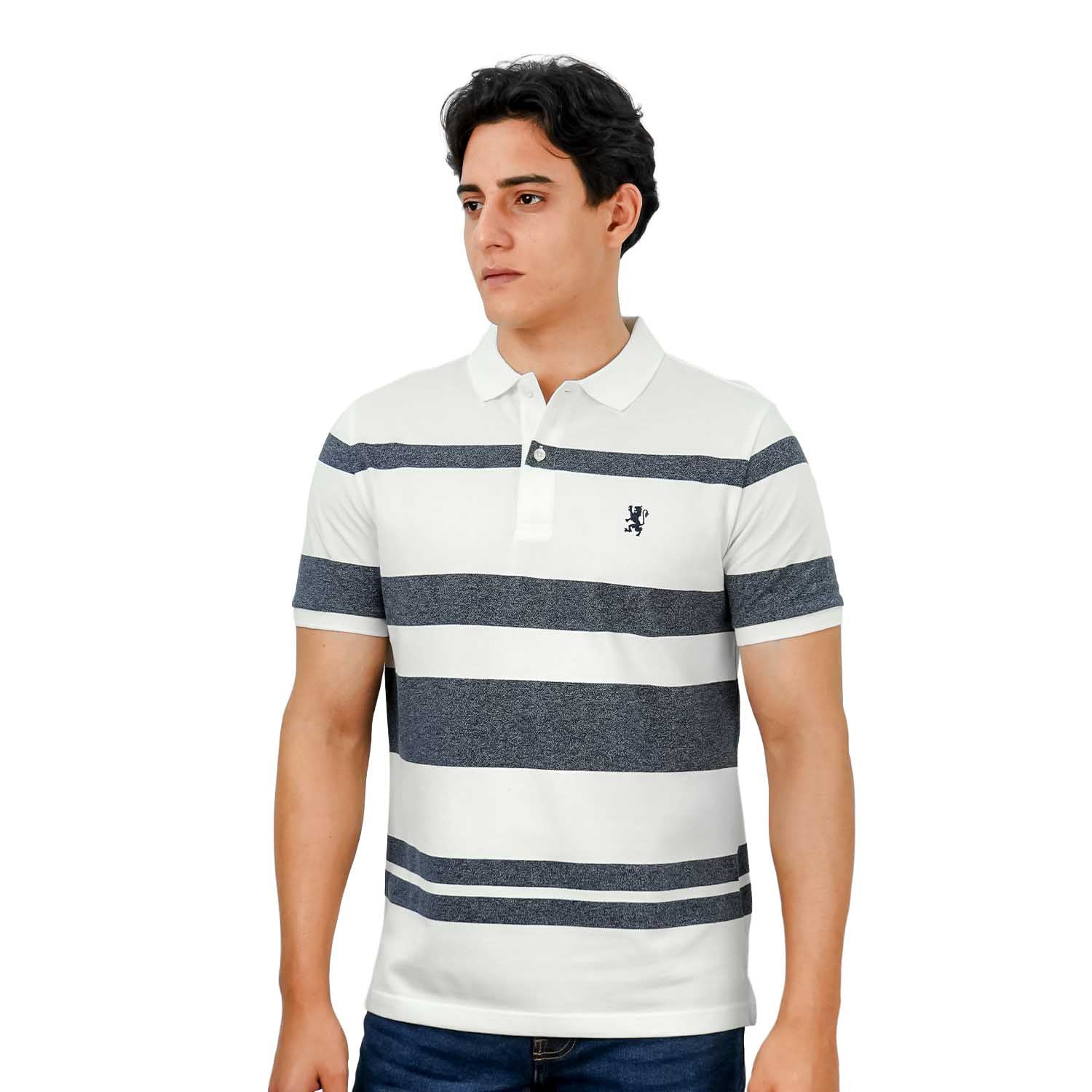Men's Slim Fit Stripe Polo - Cotton Pique, Flat Knit Collar