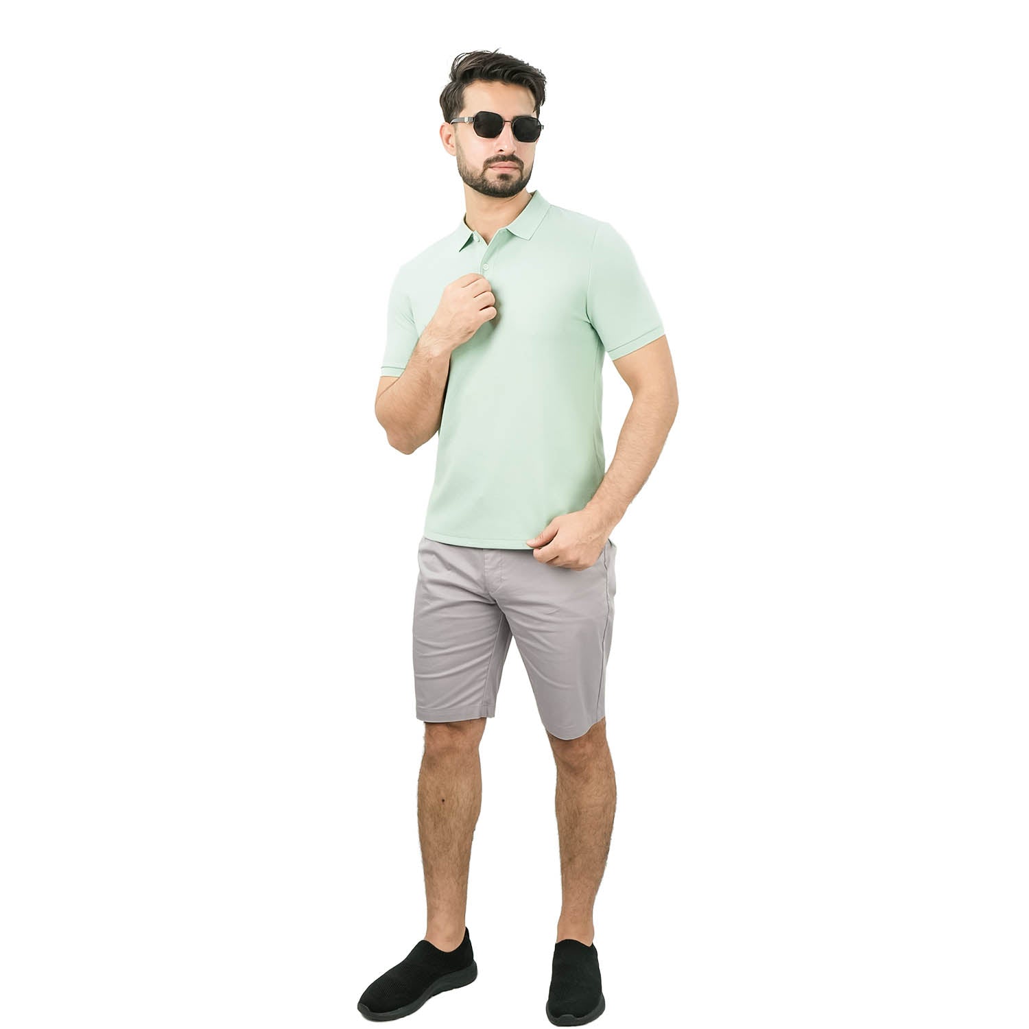 Men's Cotton Blend Waffle Knit Solid Polo