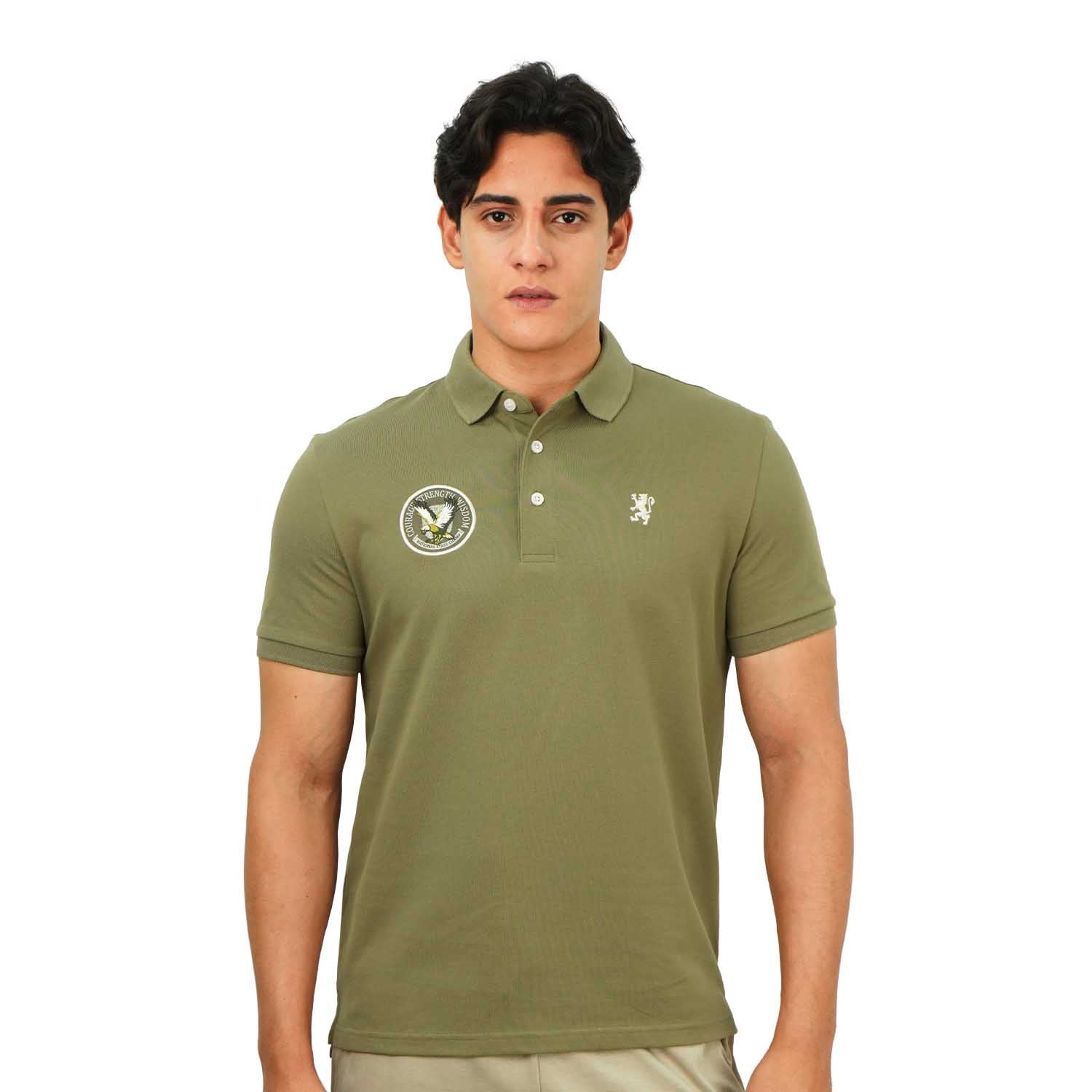 Men's Embroidered Bold Polo - Slim Fit, Cotton Lycra Pique