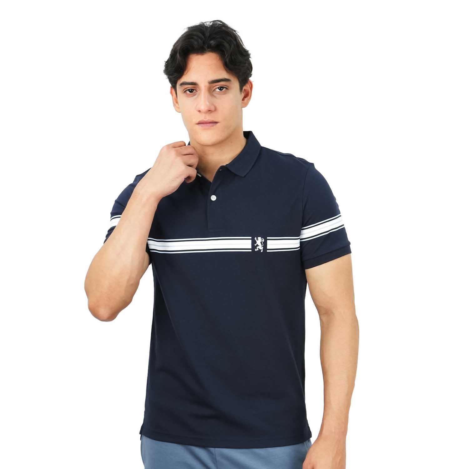 Men's Embroidered Bold Polo - Slim Fit, Cotton Lycra Pique
