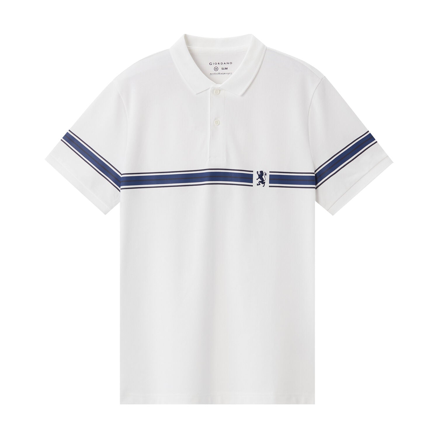 Men's Embroidered Bold Polo - Slim Fit, Cotton Lycra Pique