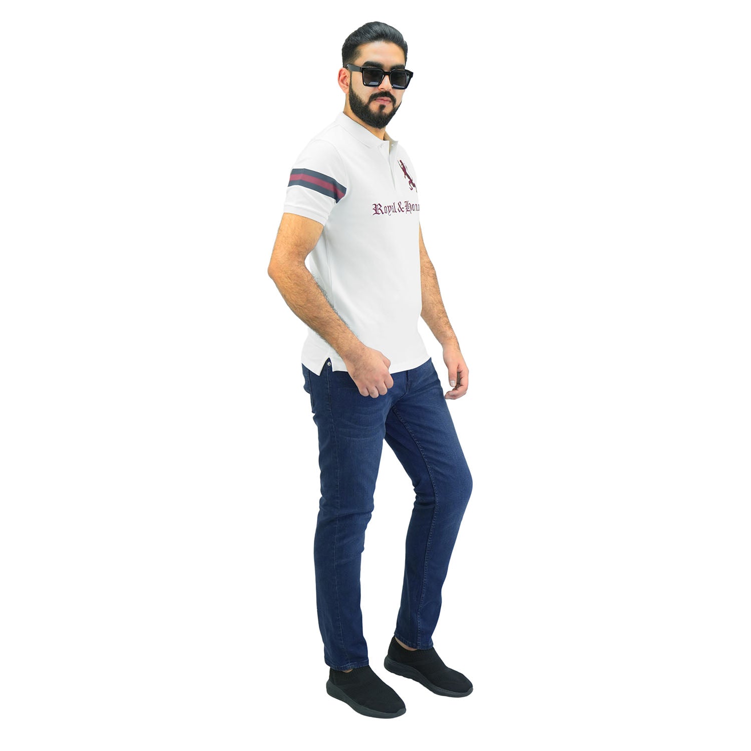 قميص بولو رجالي بقصّة Slim Fit - تطريز علم الاتحاد
