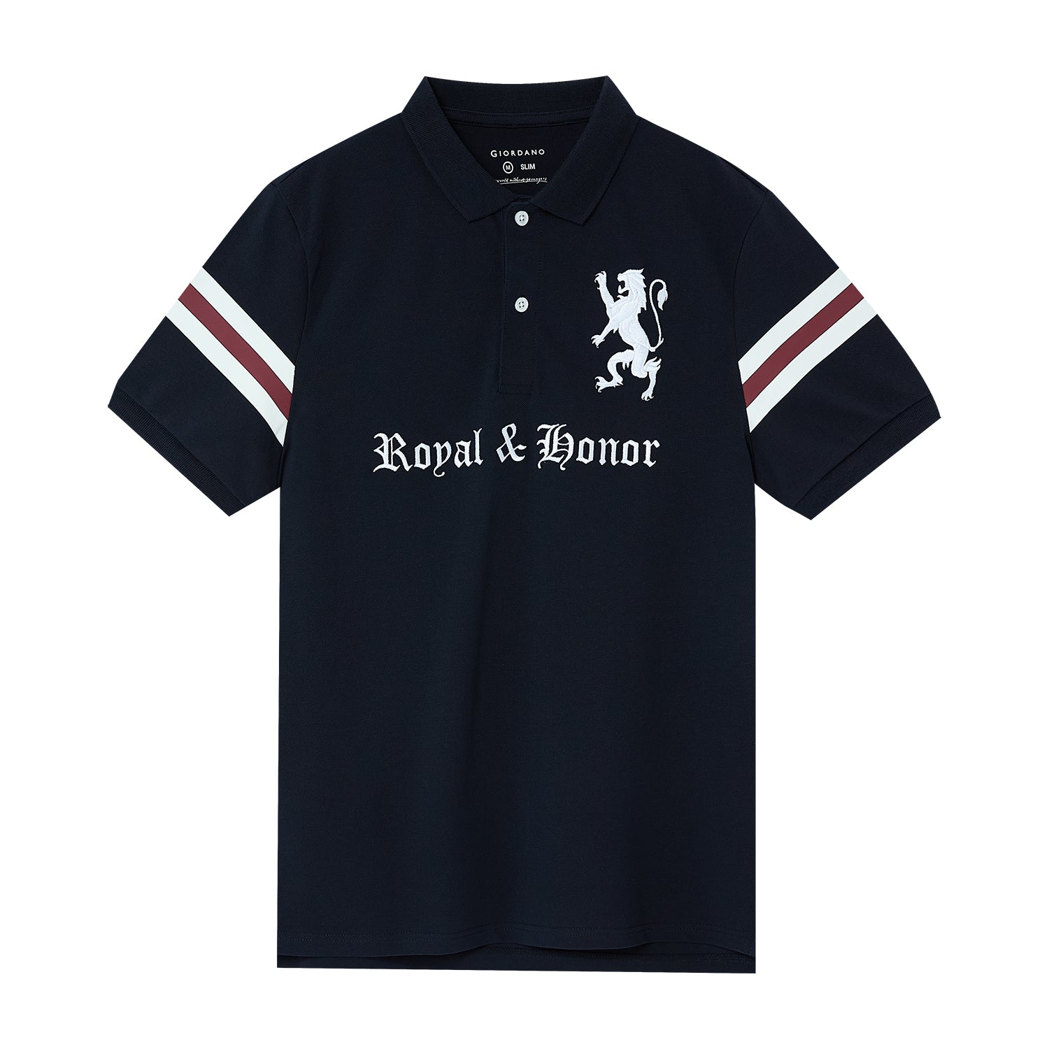 Giordano Men's Slim Fit Polo - Union Jack Embroidery-Blue