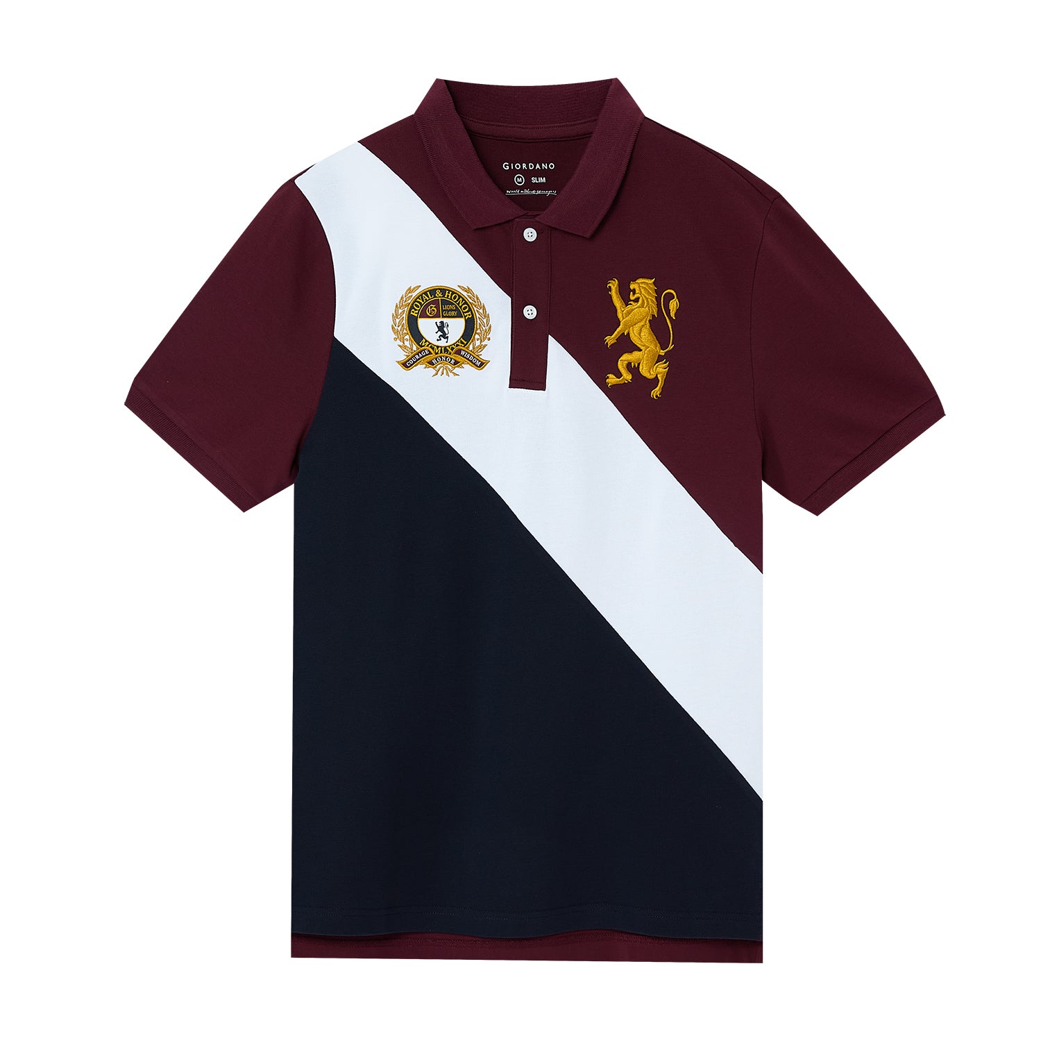 Giordano Men's Slim Fit Polo - Union Jack Embroidery-Multicolor