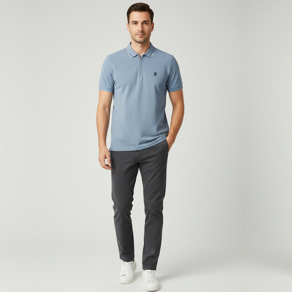 Men's Slim Fit Short Sleeve Polo With Embroidery