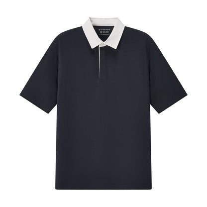 Men’S Relaxed Fit Cotton-Lycra Piqué Polo With Woven Collar