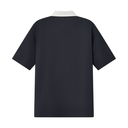 Men’S Relaxed Fit Cotton-Lycra Piqué Polo With Woven Collar