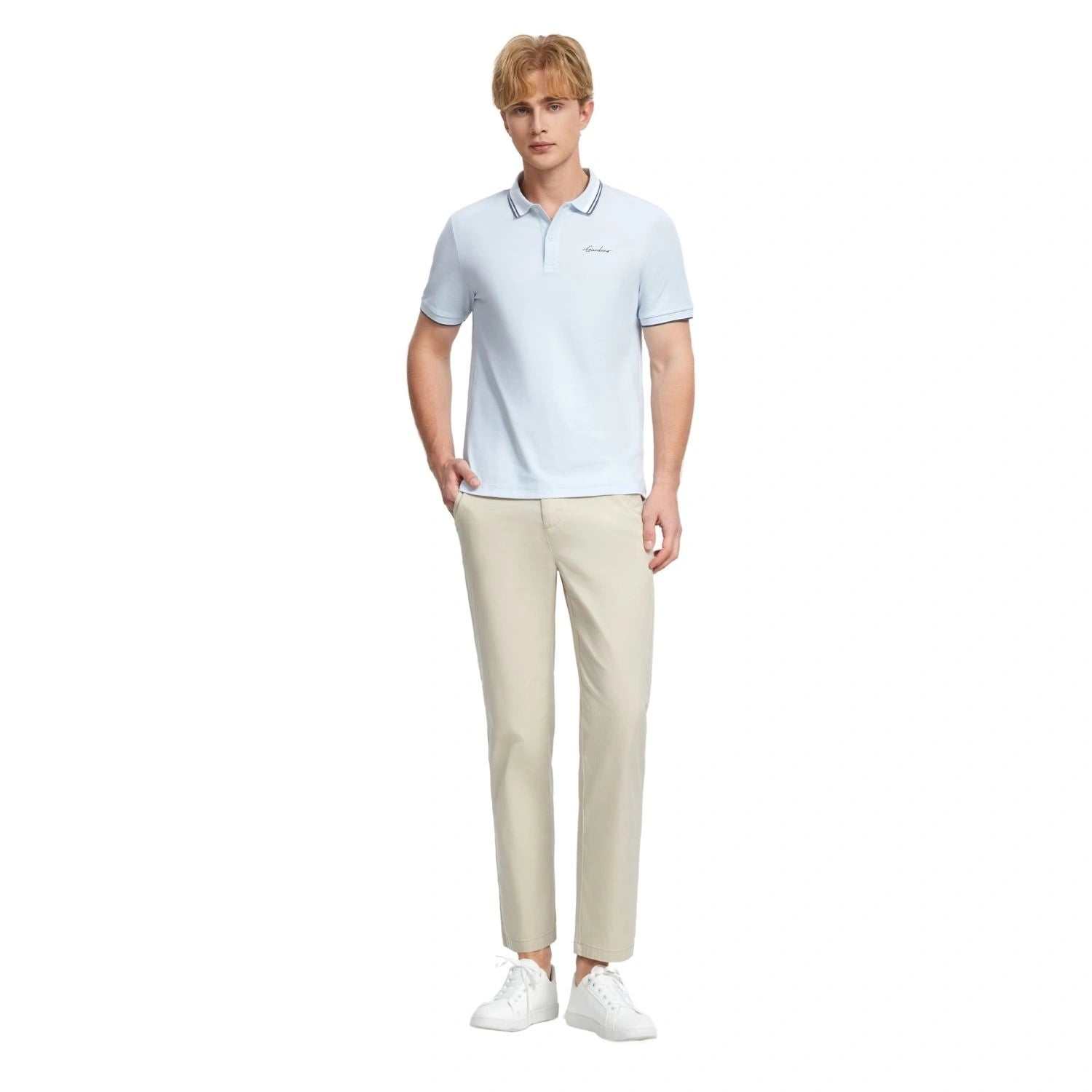 Men's Flat Knit Collar Short Sleeve Cotton Blend Polo