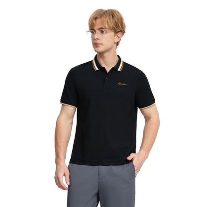 Men's Flat Knit Collar Short Sleeve Cotton Blend Polo