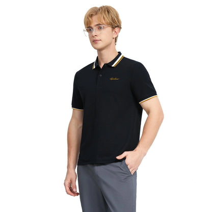 Men's Flat Knit Collar Short Sleeve Cotton Blend Polo