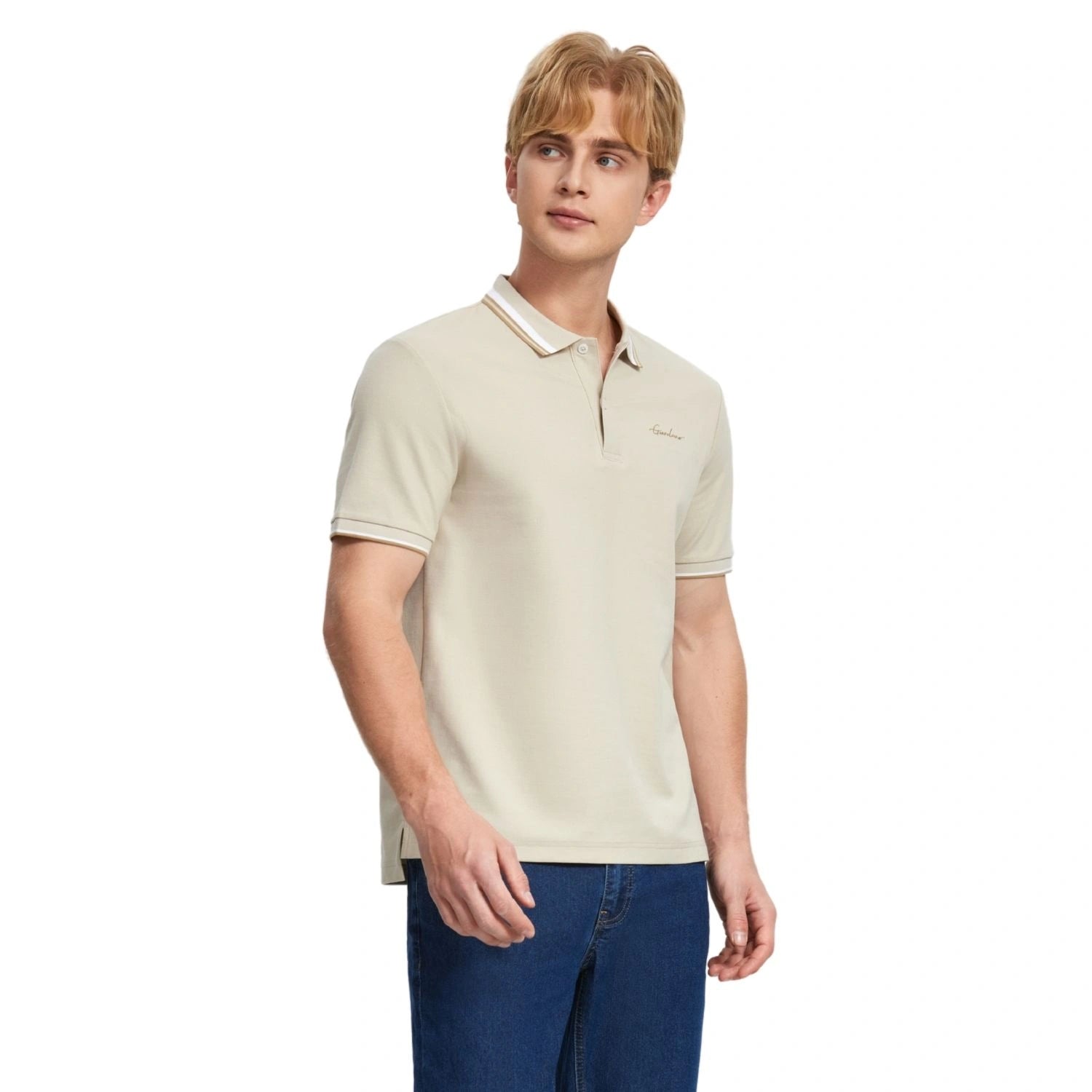 Men's Flat Knit Collar Short Sleeve Cotton Blend Polo