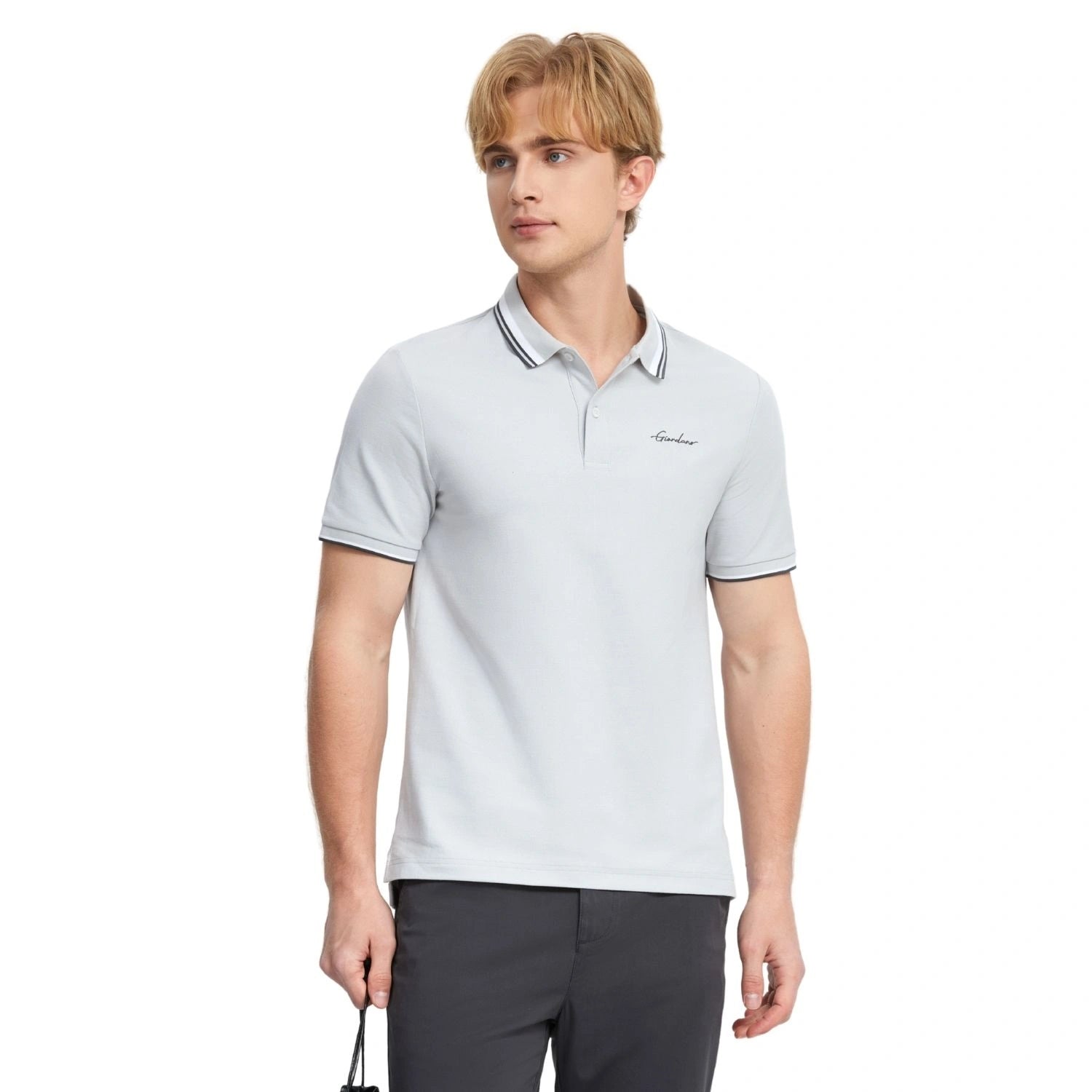 Men's Flat Knit Collar Short Sleeve Cotton Blend Polo