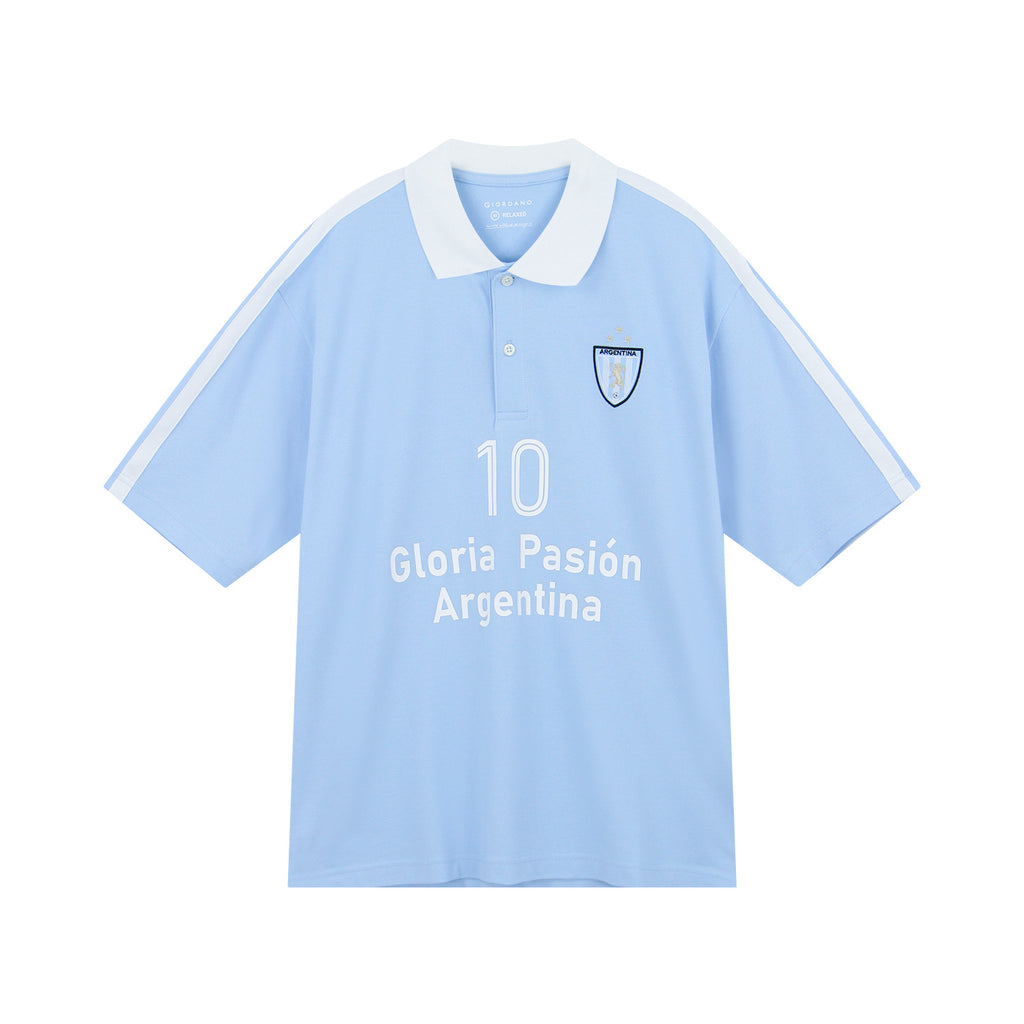 Men Slim Cotton Lycra World Cup Embroidered Polo