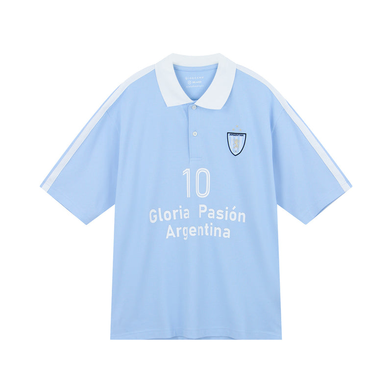 Men Slim Cotton Lycra World Cup Embroidered Polo