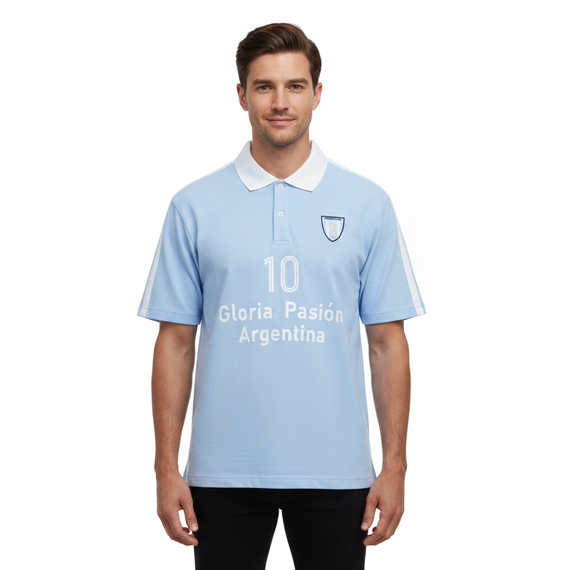 Men Slim Cotton Lycra World Cup Embroidered Polo