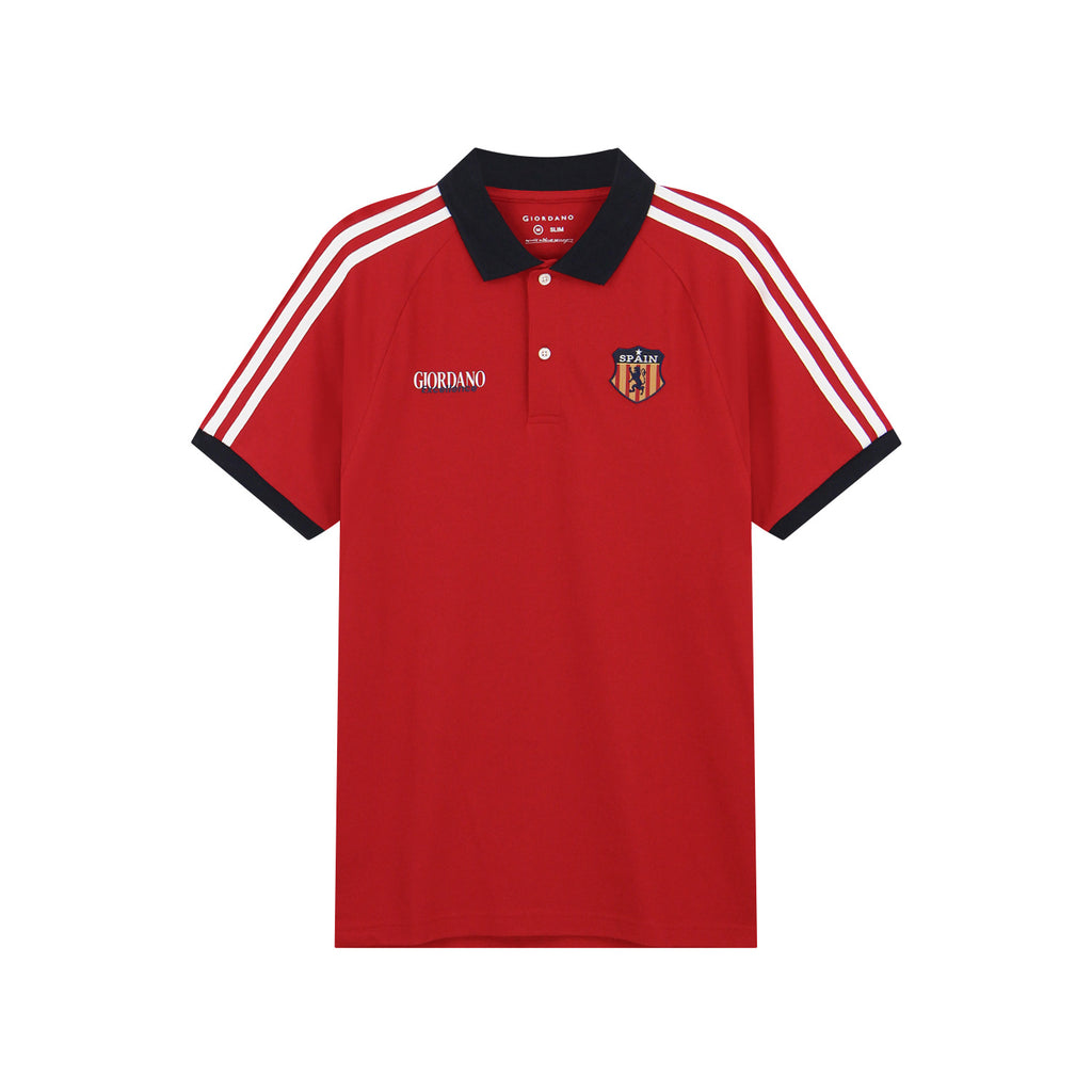 Men Slim Cotton Lycra World Cup Red Polo