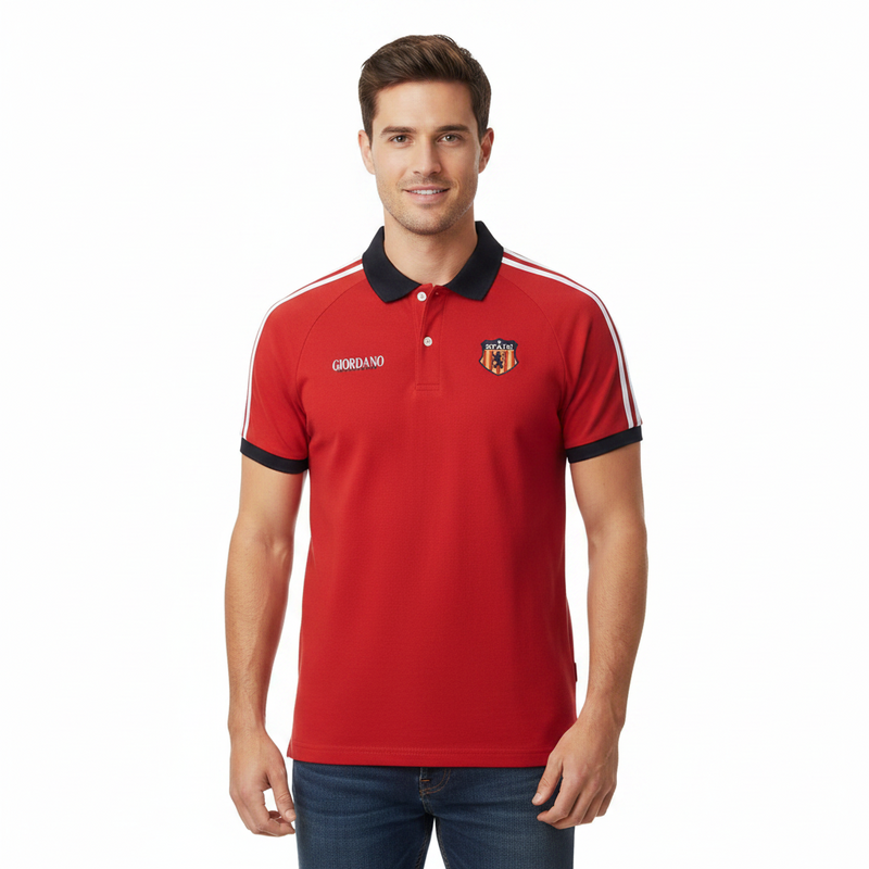 Men Slim Cotton Lycra World Cup Red Polo