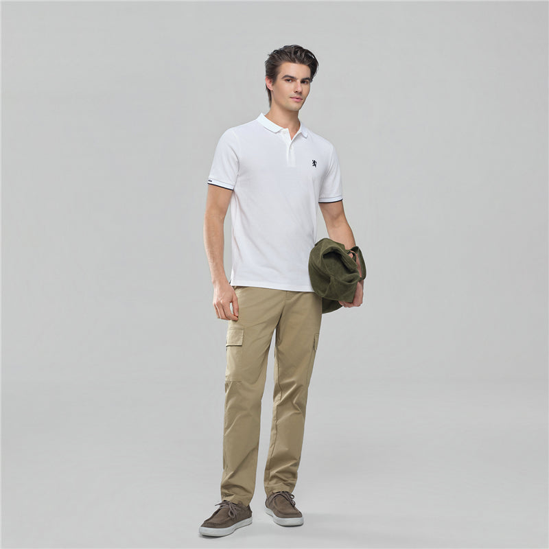 Men’S Cotton Slim Pique Polo With Small Lion Embroidery