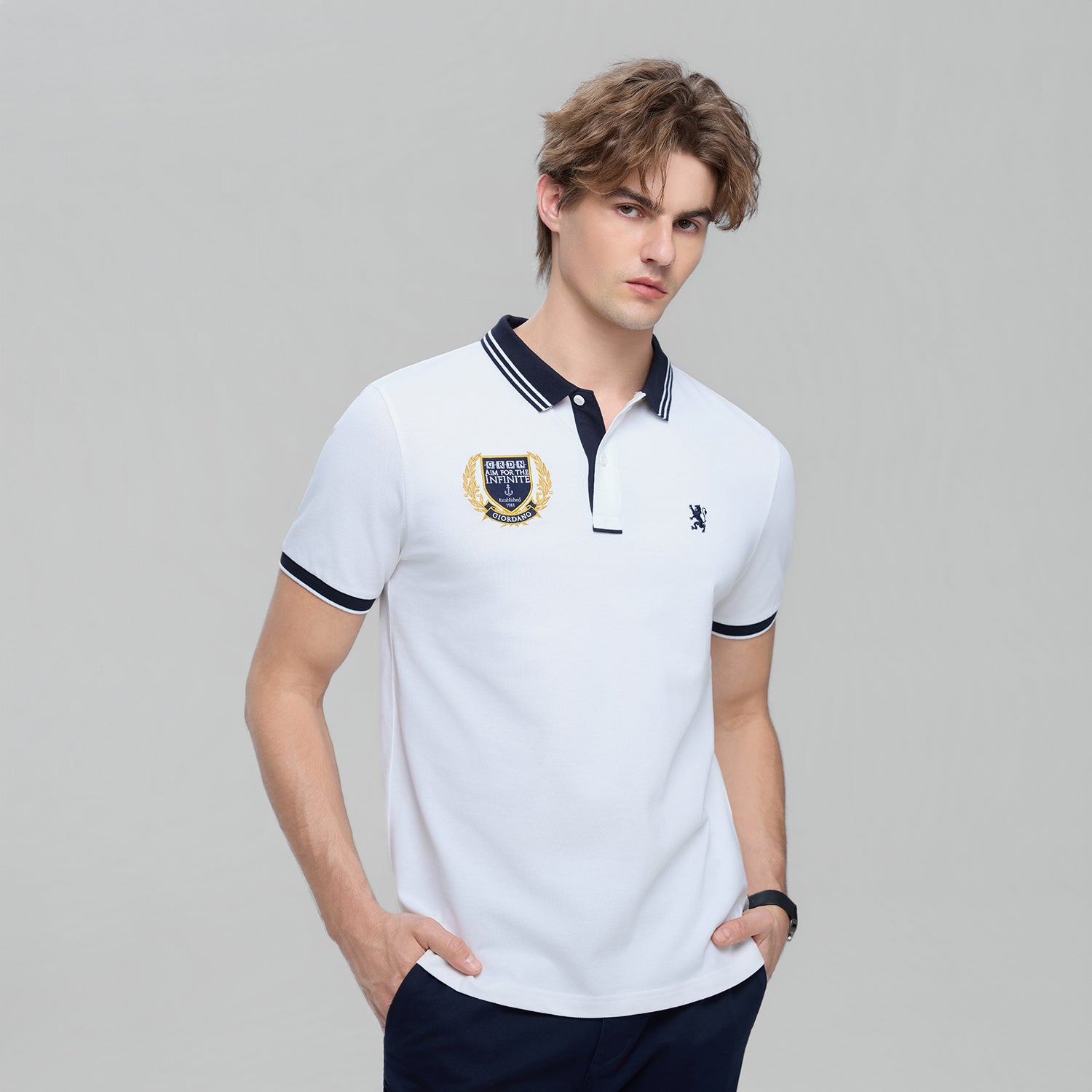 Men's Cotton Slim Fit Polo With Embroidery