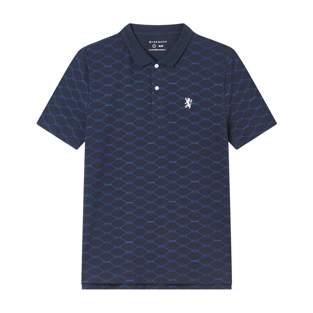 Men’S Cotton Slim Pique Polo With Pattern Print