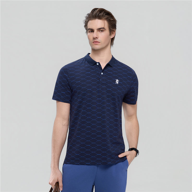 Men’S Cotton Slim Pique Polo With Pattern Print