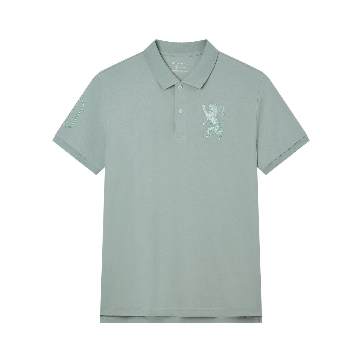 Men’s Slim Fit 3D Lion Embroidery Lycra Pique Polo
