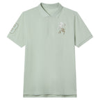 Men’s Slim Fit 3D Lion Embroidery Lycra Pique Polo