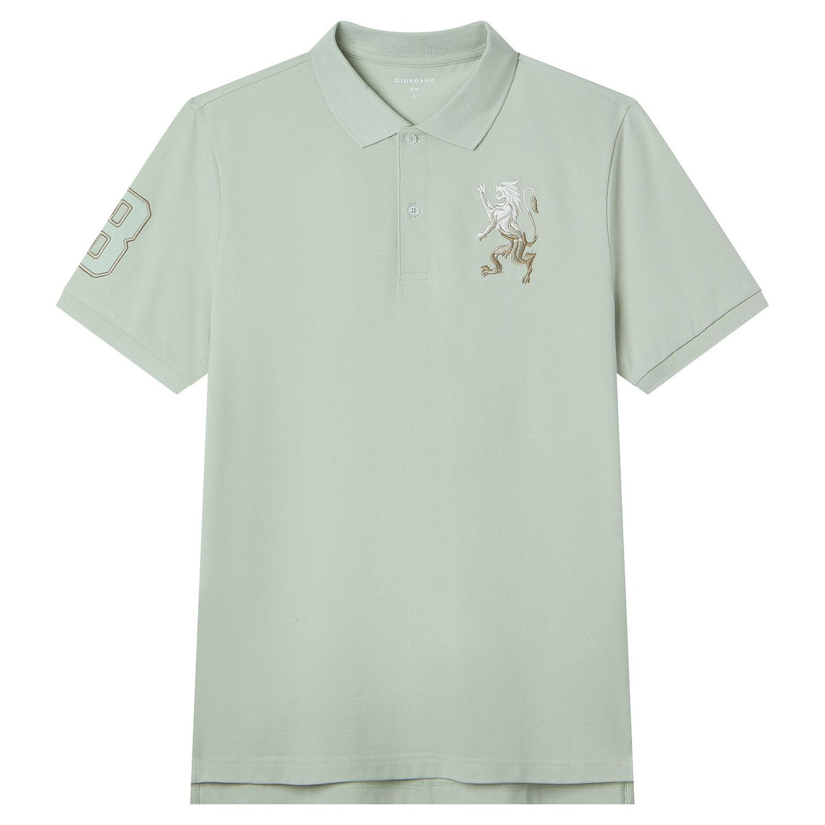Men’s Slim Fit 3D Lion Embroidery Lycra Pique Polo