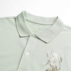 Men’s Slim Fit 3D Lion Embroidery Lycra Pique Polo