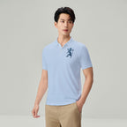 Men’s Slim Fit 3D Lion Embroidery Lycra Pique Polo