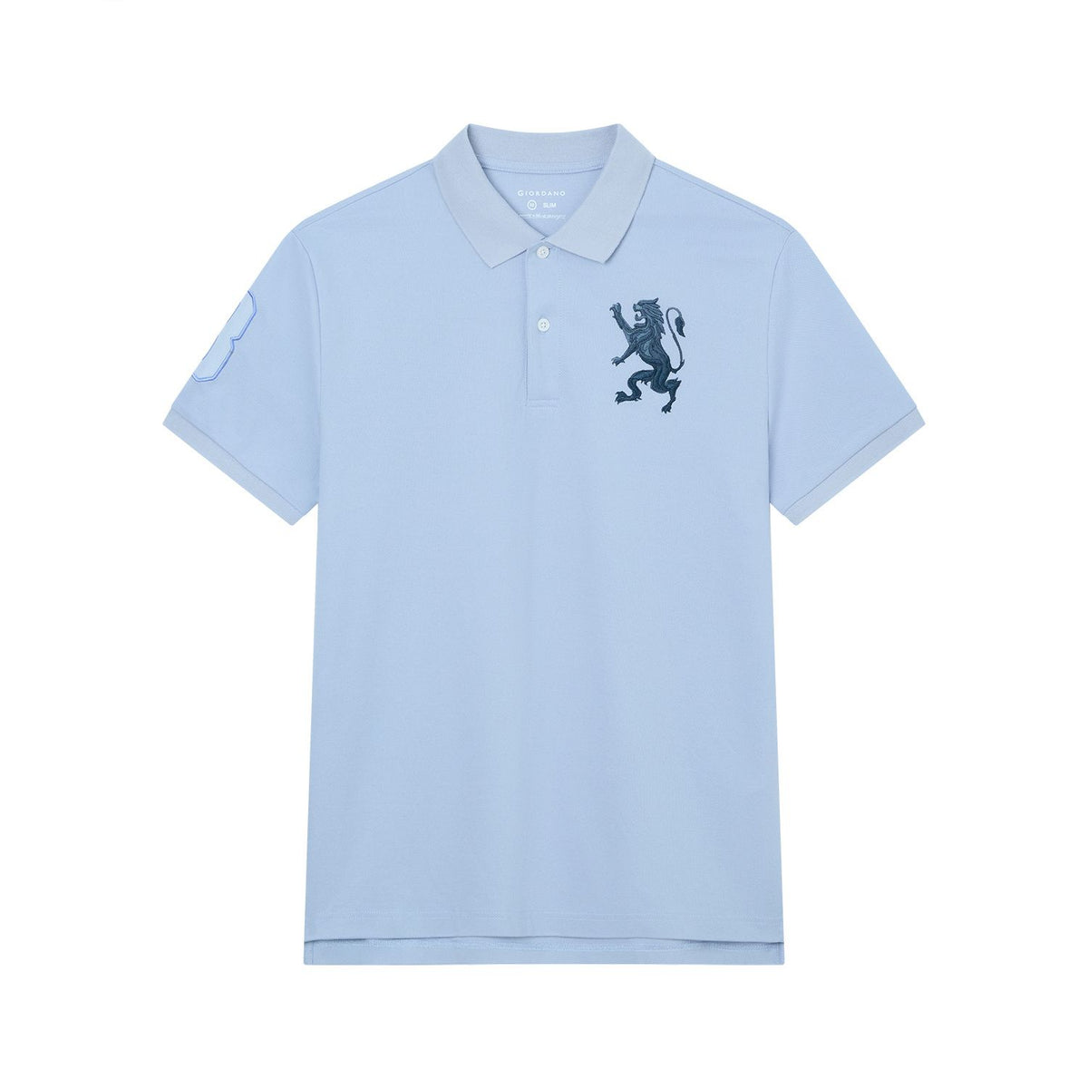 Men’s Slim Fit 3D Lion Embroidery Lycra Pique Polo