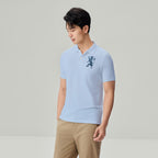 Men’s Slim Fit 3D Lion Embroidery Lycra Pique Polo