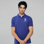 Men’s Slim Fit 3D Lion Embroidery Lycra Pique Polo