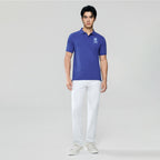 Men’s Slim Fit 3D Lion Embroidery Lycra Pique Polo