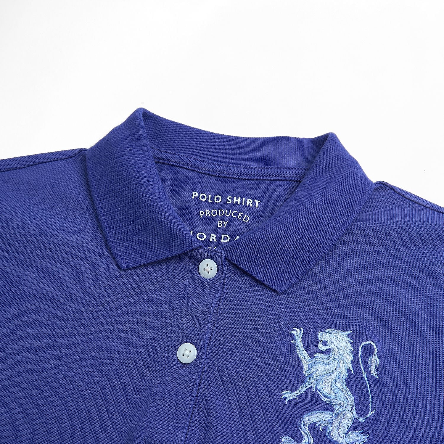 Men’s Slim Fit 3D Lion Embroidery Lycra Pique Polo