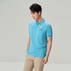 Men’s Slim Fit 3D Lion Embroidery Lycra Pique Polo