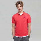 Men’s Slim Fit 3D Lion Embroidery Lycra Pique Polo