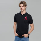 Men’s Slim Fit 3D Lion Embroidery Lycra Pique Polo