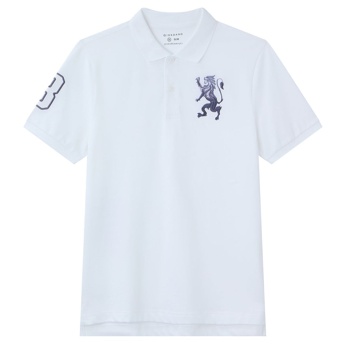 Men’s Slim Fit 3D Lion Embroidery Lycra Pique Polo